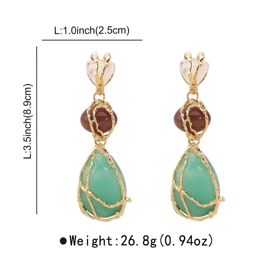 Natural Resin Crystal Drop Earrings