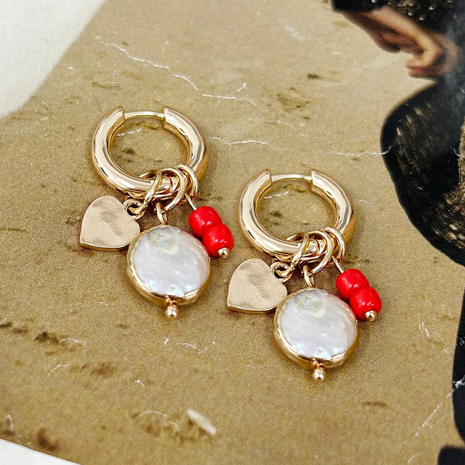 Pendant Earrings For Woman Boho Natural Stone Clover Malachite Powder Crystal Bohemia Charm Ear Luxury Quality Jewelry Girls - Charlie Dolly