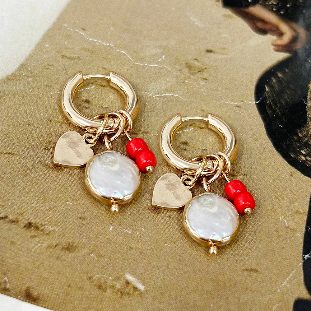 Pendant Earrings For Woman Boho Natural Stone Clover Malachite Powder Crystal Bohemia Charm Ear Luxury Quality Jewelry Girls
