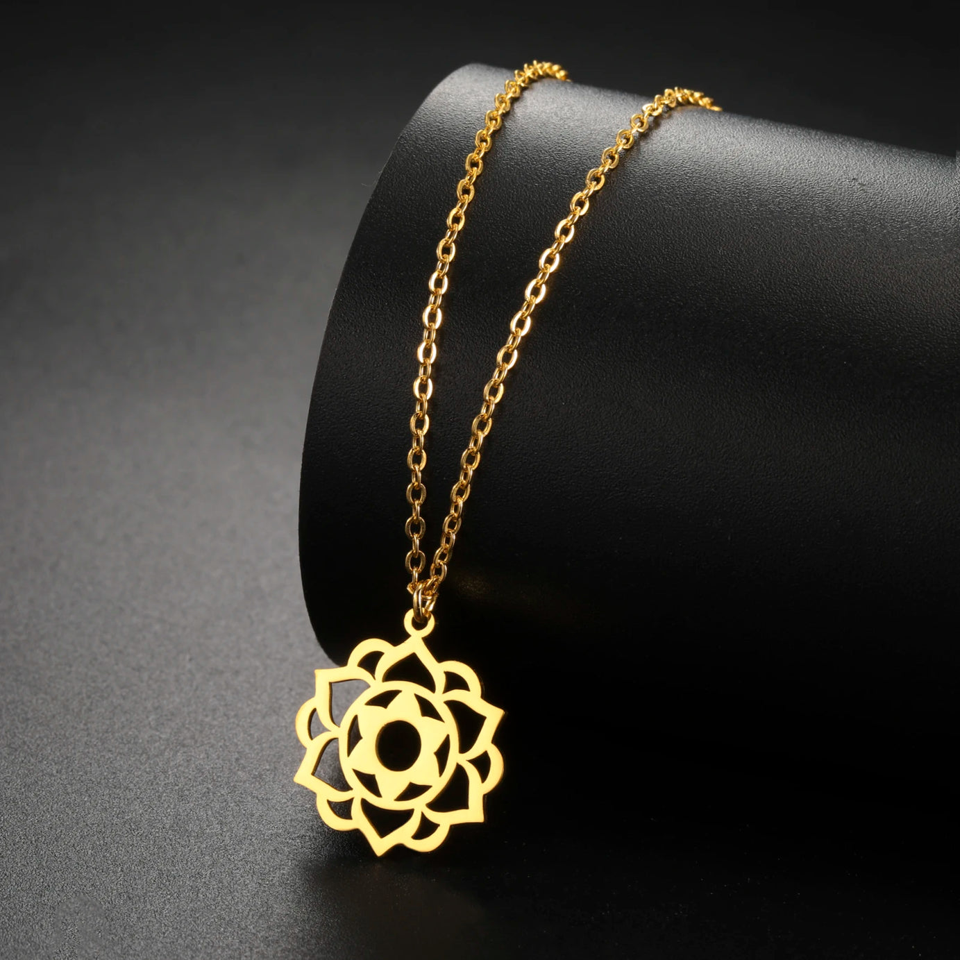 Yoga Lotus & Flower of Life Pendant Necklace, Stainless Steel Chakra Healing Amulet