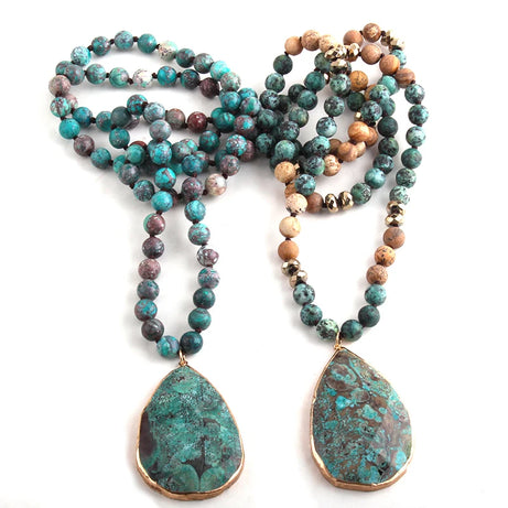 Fashion Boho Jewelry Natural Stones With Semi Precious Pendant Necklaces Women Bohemia Necklace Gift - Charlie Dolly