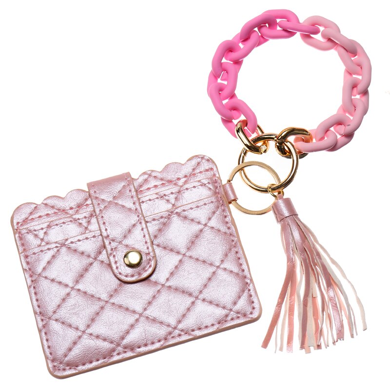 Multi Style Card Wallet PU Leather Keychain For Women Girls Wristlet Bag Tassels Pendant Key Ring Jewelry Gifts - Charlie Dolly