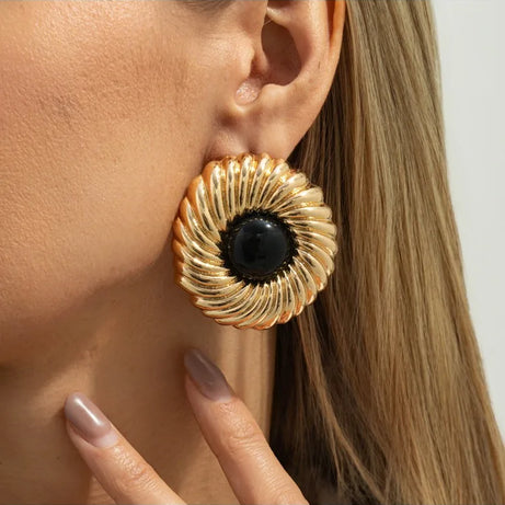 Resin Bead Big Spiral Stud Earrings Jewelry