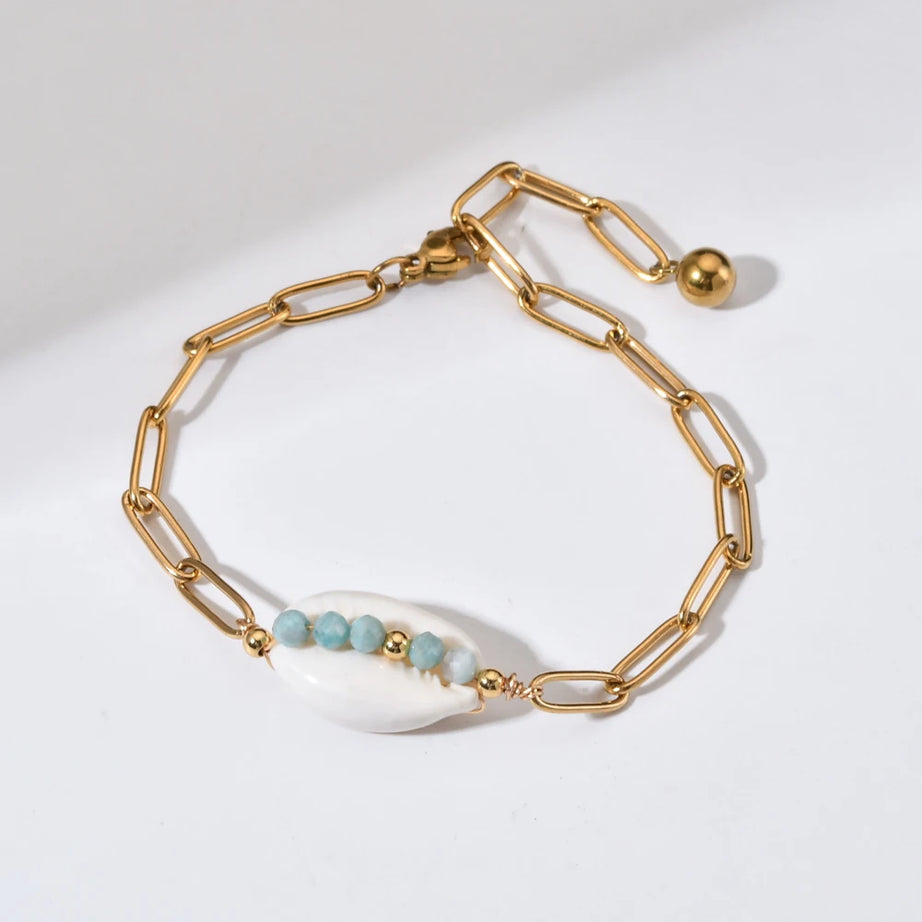 Boho Chain Shell Charm Bracelet