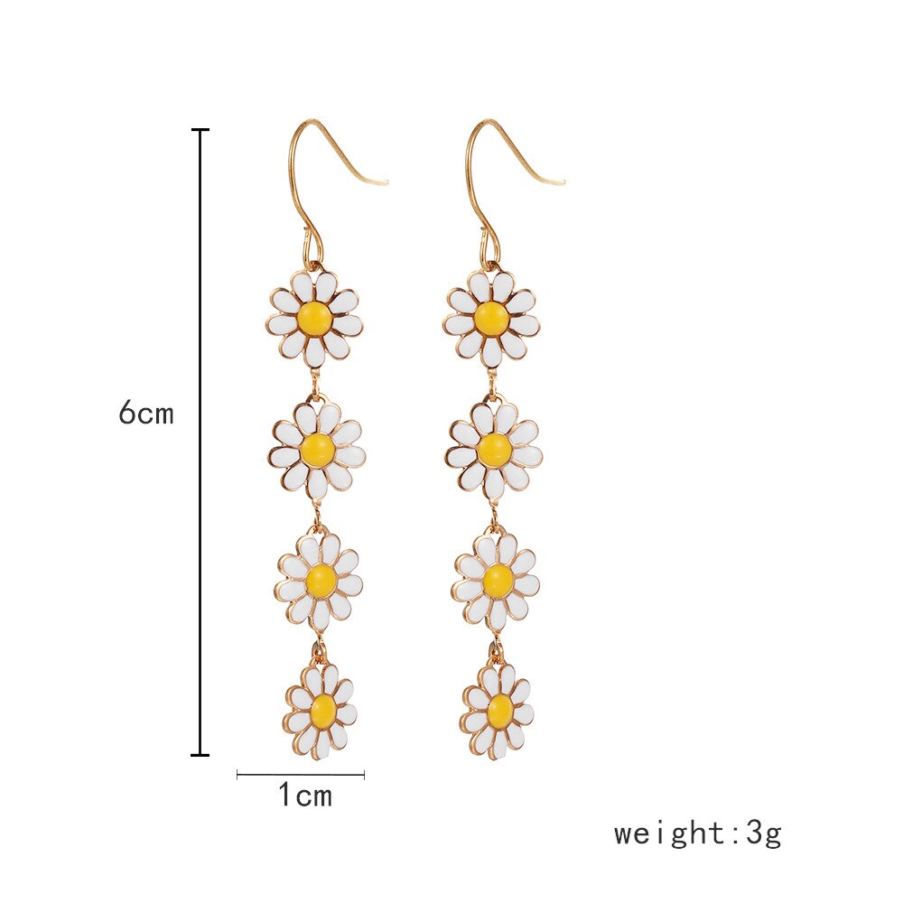 Cute Daisy Flower Drop Earrings For Women  Trend Colorful Sweet Sunflower Long Tassel Earrings Girls Party Jewelry Gift - Charlie Dolly