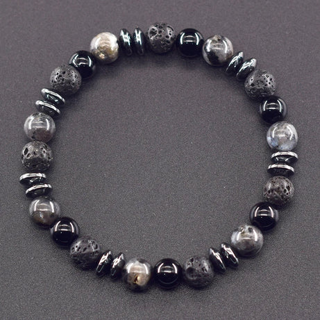 Natural Labradorite & Tiger Eye Boho Protection Bracelet, Handmade Grounding Amulet