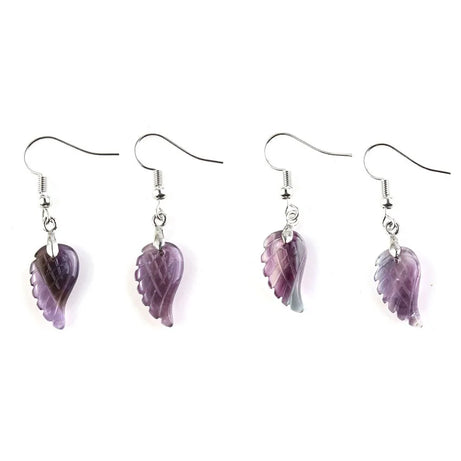KFT Natural Carved Angel Wings Crystal Quartz Earring Lapis Lazuli Agate Dangle Hook Drop Stone Women Girls Earrings Jewelry - Charlie Dolly