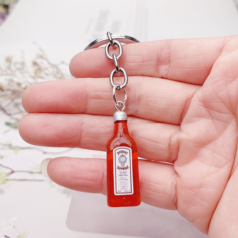 Wine Bottle Keychain Resin Simulation Mini Beer Cocktail Men Women Boyfriend Key Chain Alcohol Lovers Father's Day Gift - Charlie Dolly
