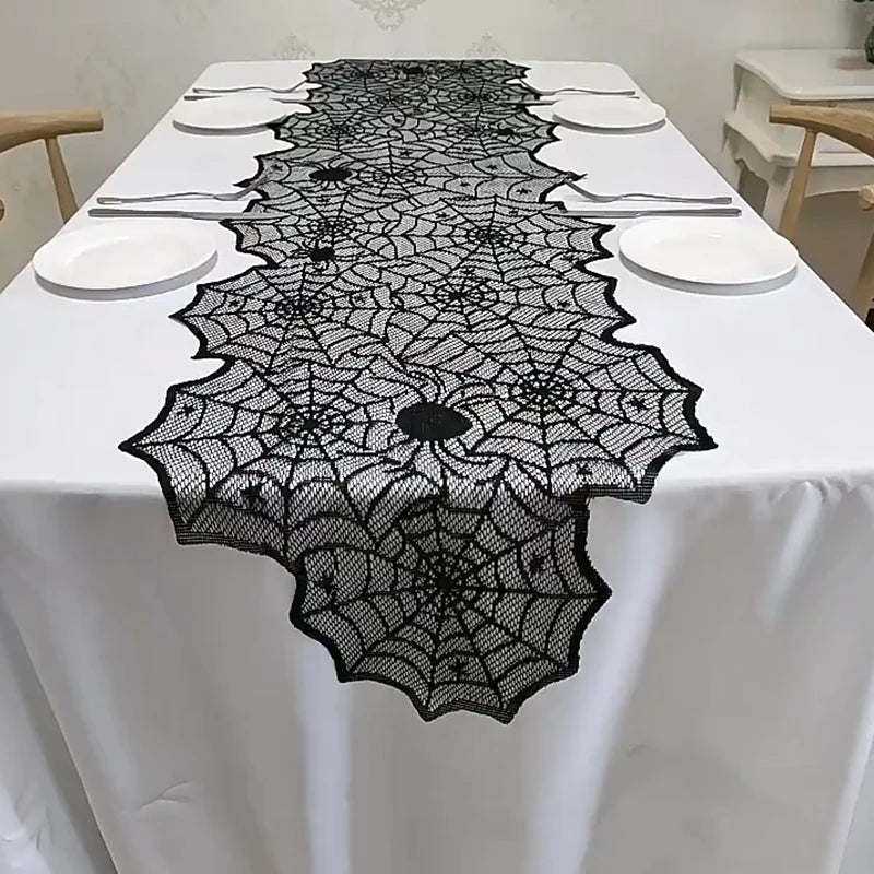 Halloween Tablecloth tablecover table decor Haunted House Pumpkin Spider Web Tablecloth 2024 Halloween Party Decoration Supplies - Charlie Dolly