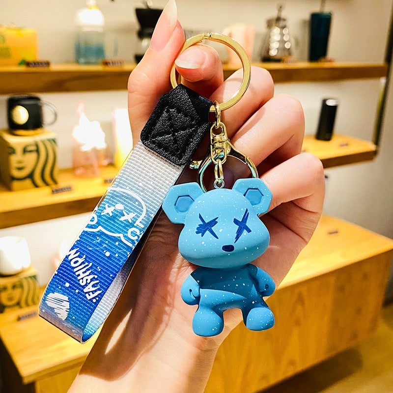 Cute Crystal Keychain Charm Tie The Bear Pendant For Women Bag Car KeyRing Mobile Phone Fine Jewelry Accessories Kids Girl Gift - Charlie Dolly