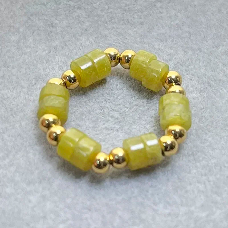 Boho 2*4mm Natural Stone Rings Women Handmade Jewelry Friendship Gifts Agate Tigereye Opal Statement Ring Stainless Steel Beads