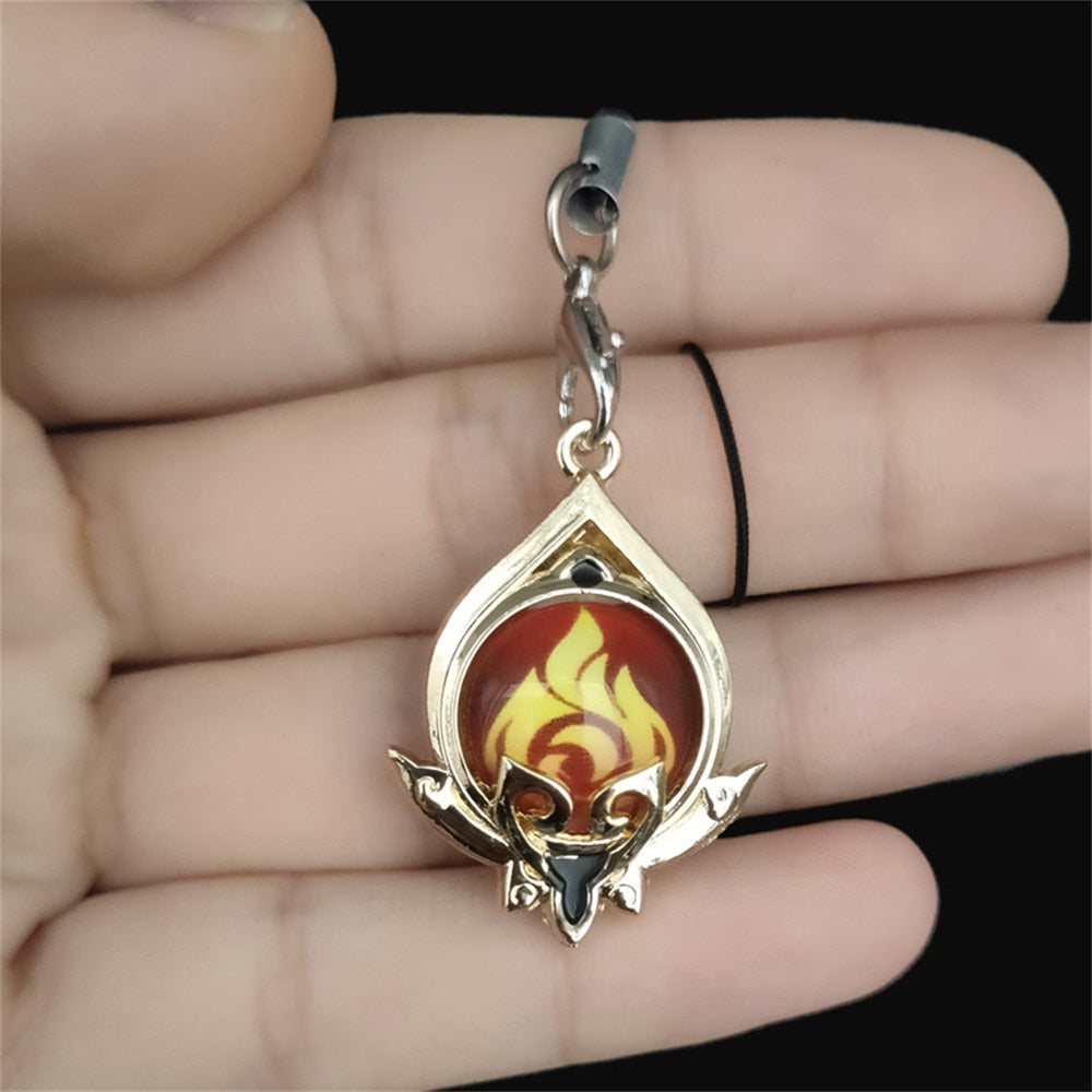 Game Genshin Impact Keychain Luminous 7 Element Double-Side Glass Pendant Weapons Eye Of Original Keyring Phone Charms Souvenir - Charlie Dolly