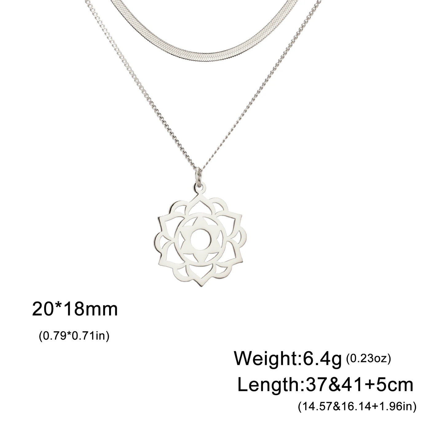 Yoga Lotus & Flower of Life Pendant Necklace, Stainless Steel Chakra Healing Amulet