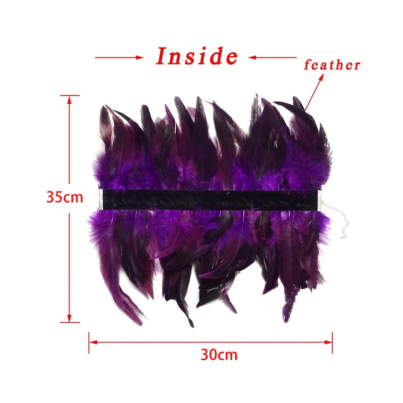 Gothic Victorian Natural Feather Choker Neck Wrap Collar For Halloween Cosplay Accessories - Charlie Dolly