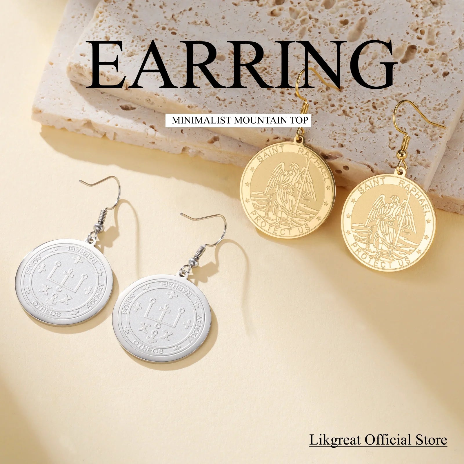 LIKGREAT Archangel Raphael Earrings for Women Spiritual Gift or Protection Healing Travel Safe Jewelry Stainless Steel Accessory
