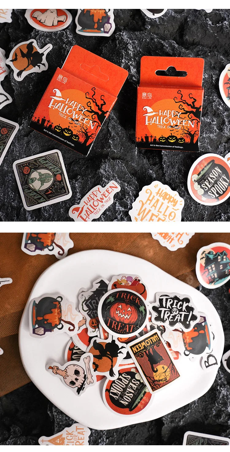 46pcs Etori Life Halloween Sticker Pack DIY Material Decorative Stationery Album Diary Cup Notebook Mobile Phone Toy Scrapbook - Charlie Dolly
