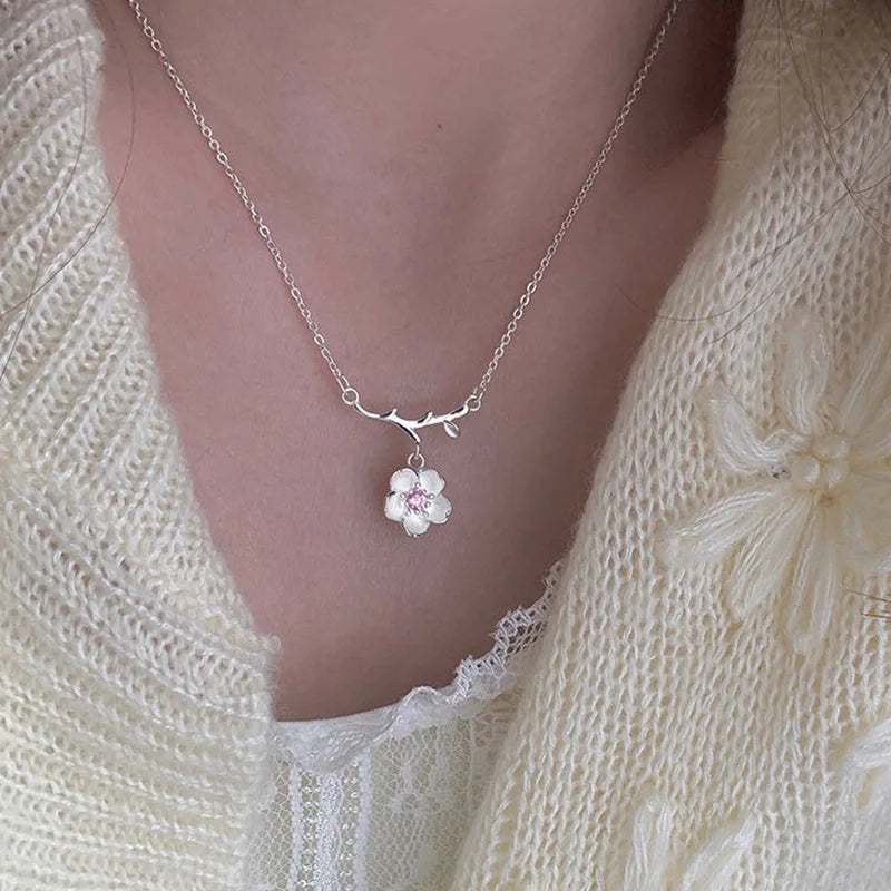 Lotus Tassel Necklace Women's New Popular Good Luck Lotus Pendant Chinese Style Elegant Flower Necklaces Jewelry Accessories