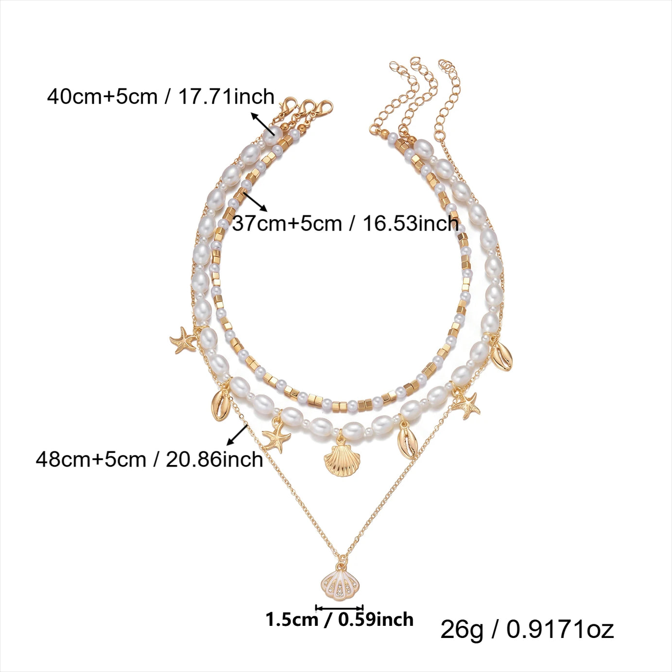 Starfish Shell and Pearl Layered Choker