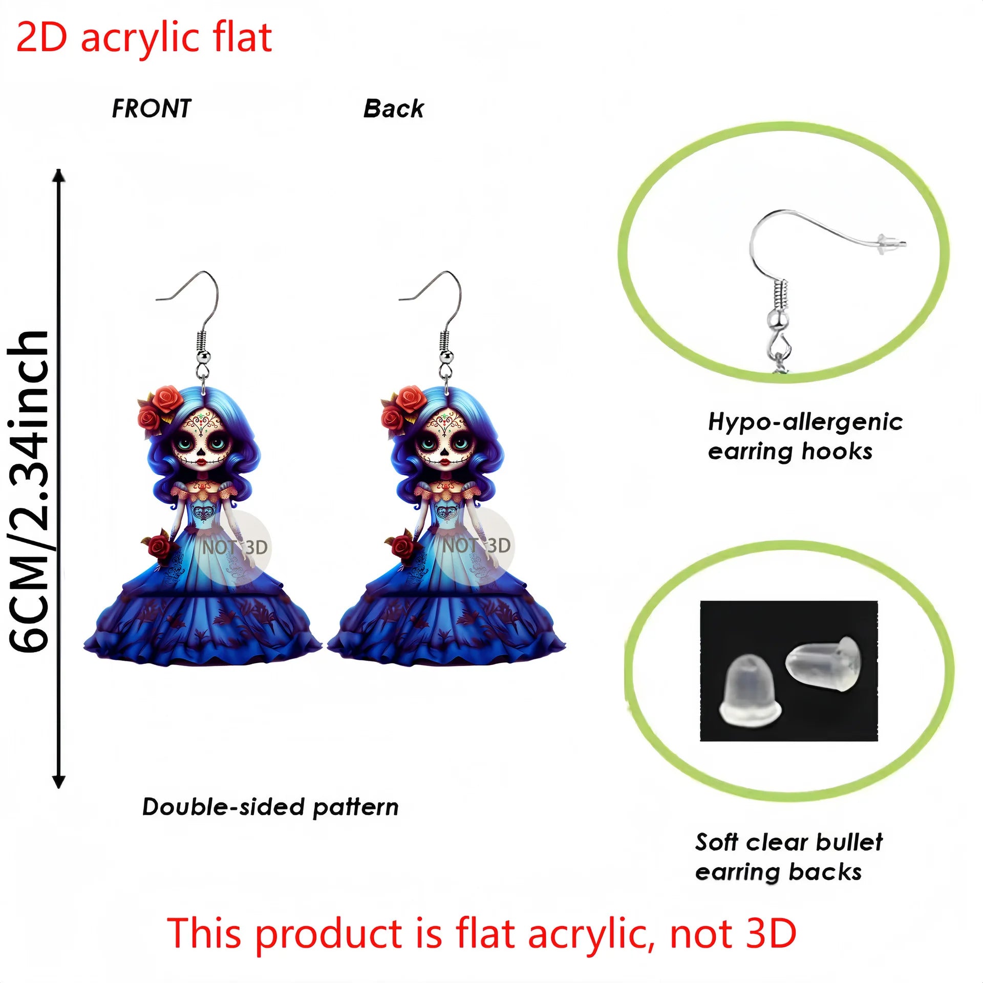 Fashion Acrylic Gothic Earrings Halloween & Day of the Dead Gifts Unique Fashion Accessories Suitable for Personality - Charlie Dolly