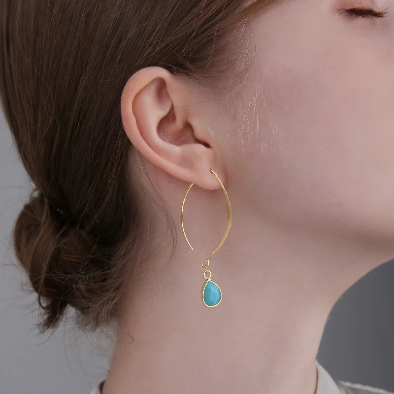 Tear Drop Earings For Women Natural Amethysts Pendant Drop Earrings Elegant Party Jewelry Women Long Dangle Earrings Femme Gifts