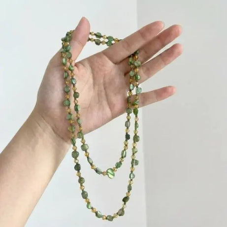 Irregular Stone Crystal Double Layer Necklace Jewelry