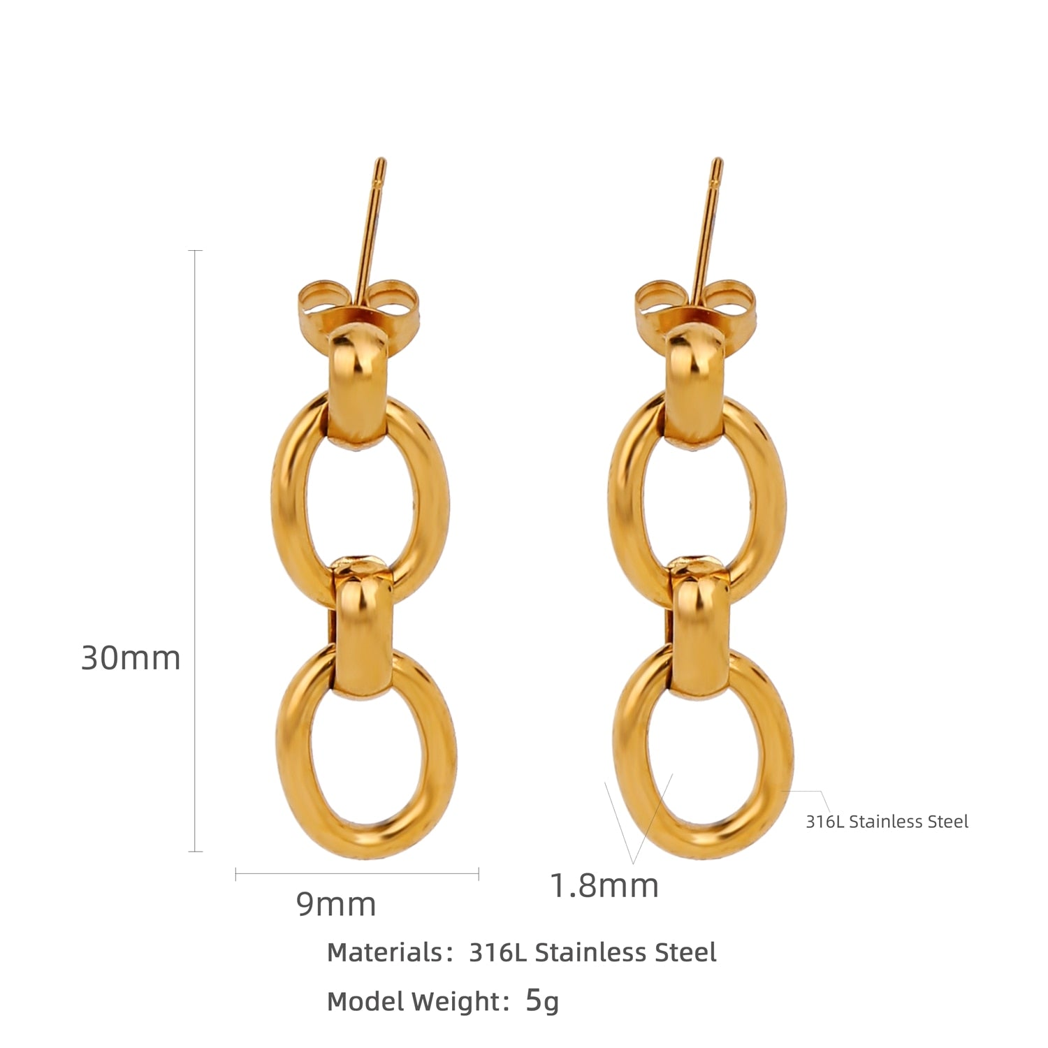 HONGTONG Earrings Irregular Love Shape Stainless Steel Earrings Women's Fashion Cute Metal Texture 18k Earrings Gold Plated - Charlie Dolly