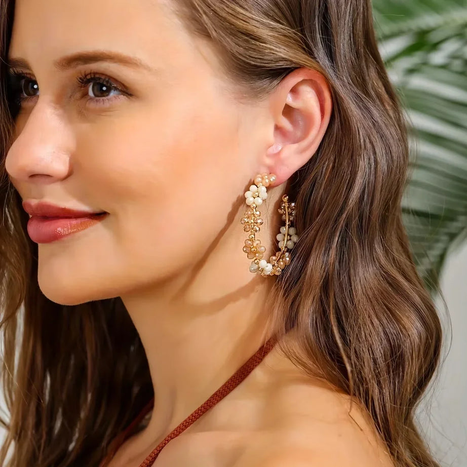Crystal Beaded Sunflower Handmade Earrings Jewelry
