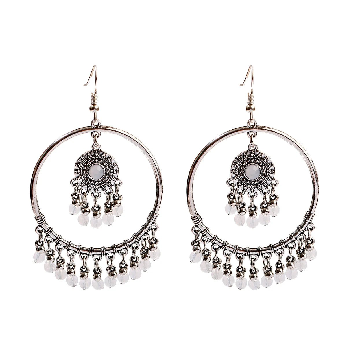 DOUVEI 2021 Ethnic Bohemia Women's Gypsy Big Bronze Wood Beads Round Drop Boho Earrings Vintage Style For Female HQE741