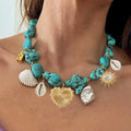 Handmade Geometric turquoise shell Irregular Natural Stone Necklace for Women Beaded Chain Chokers Wholesale Jewelry Bijoux - Charlie Dolly