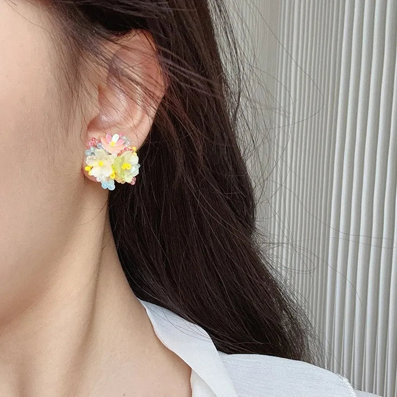 Original Design Exaggerate Flowers Earrings Elegant Floral Tassel Long Earrings Boho Style Earrings Wholesale Custom Packaging