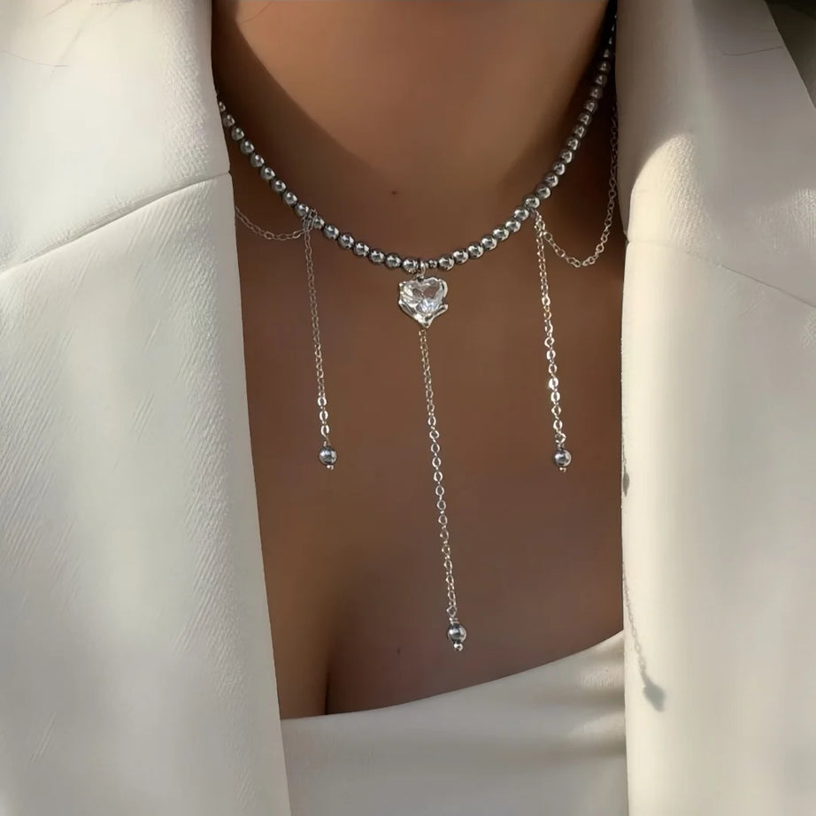 Minimalist Pearl and Tassel French Boho Collar Chain