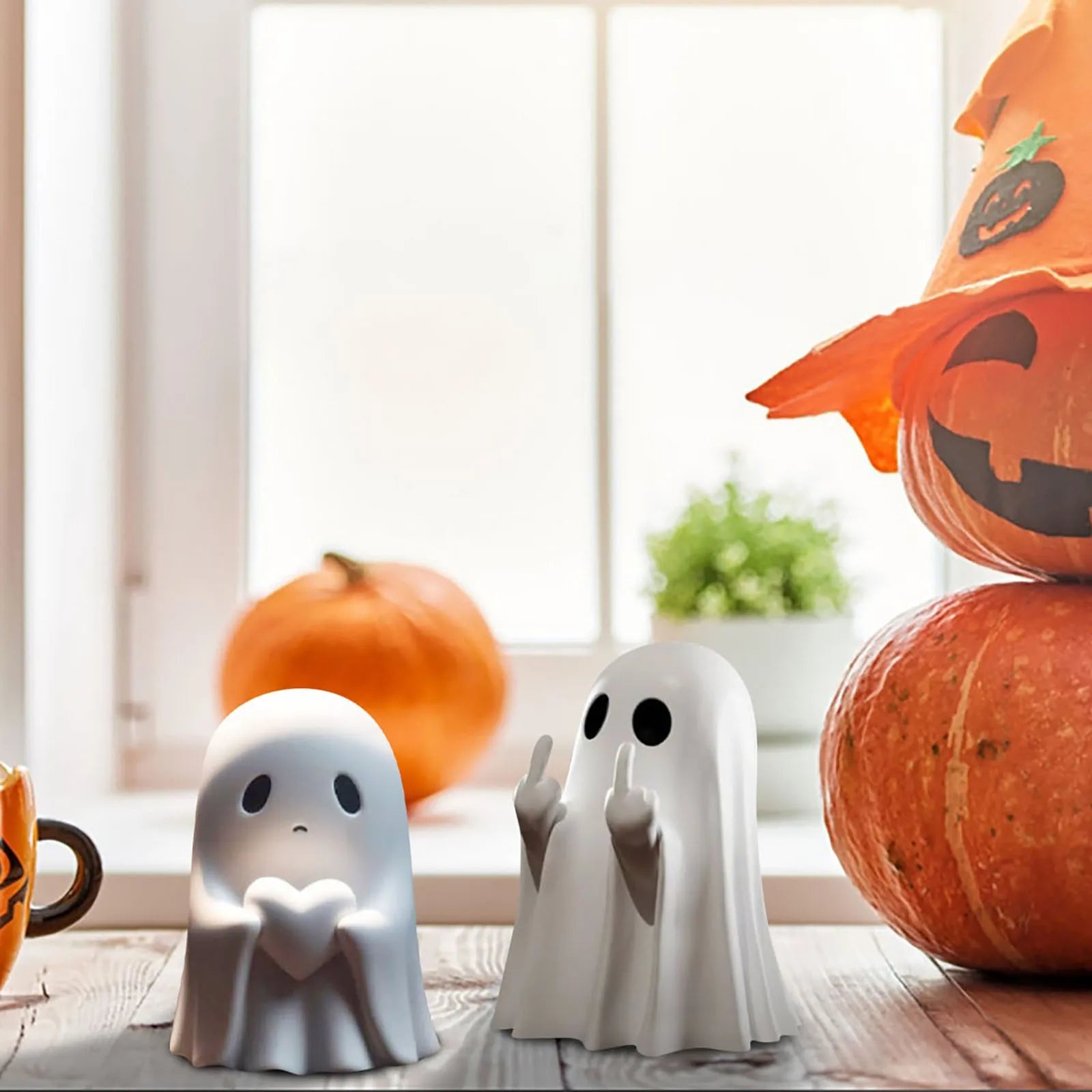 2024 New Halloween Middle Finger Love Ghost Ornaments Halloween Decoration Halloween Ornaments - Charlie Dolly