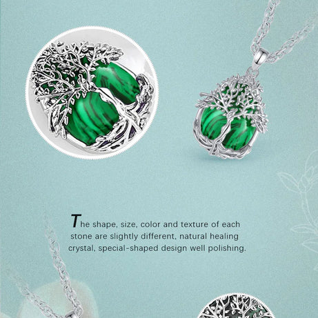 Tree of Life Multi-Crystal Pendant Necklace, Obsidian Amethyst Turquoise Healing Amulet