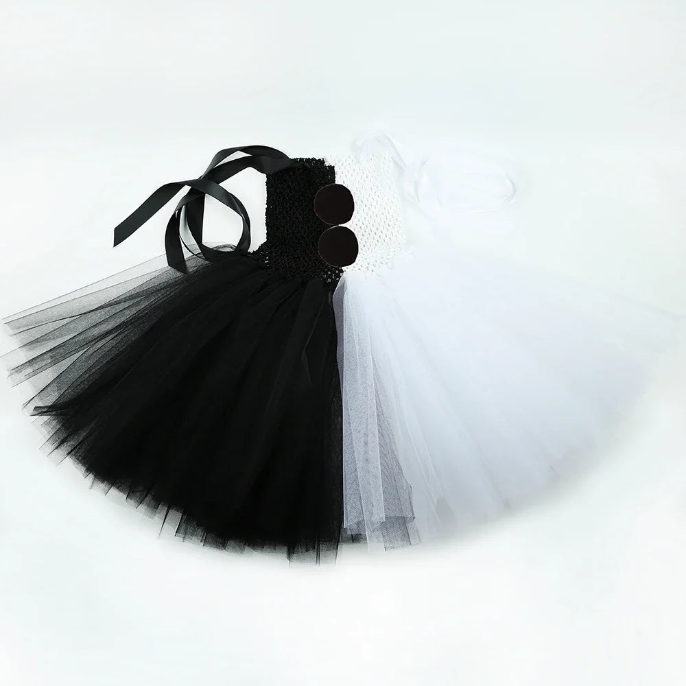 Terrifier Art The Clown Costume Girl Black White Fancy Tutu Dress Horror Joker Dress for Kids Halloween Carnival Party Costumes - Charlie Dolly