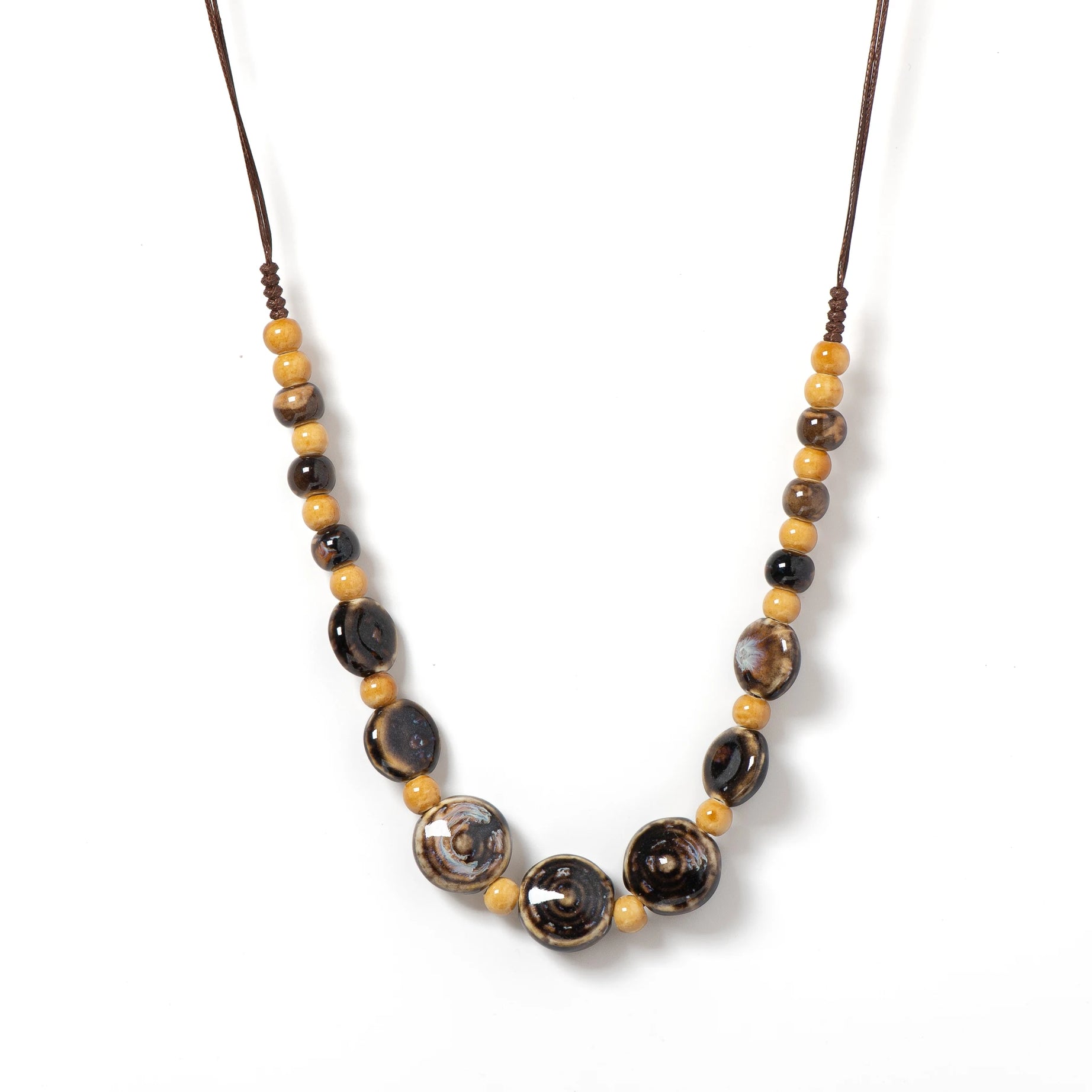 Distressed Irregular Ceramic Bead Necklace Jewelry