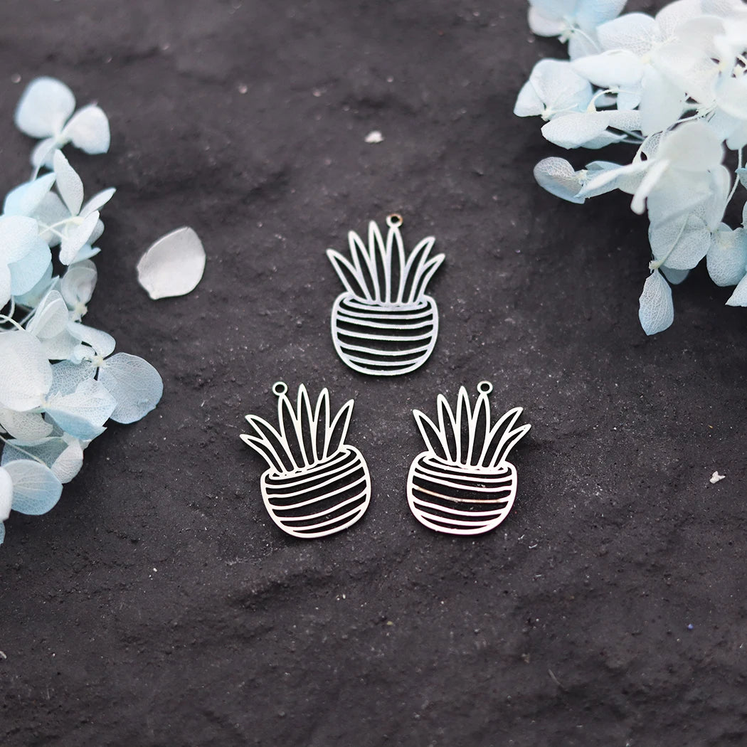 3pcs DIY Earrings Lotus Flower Yogo Buddha Stainless Steel Pendant Moon Charm For Jewelry Making Necklace Amulet Accessories