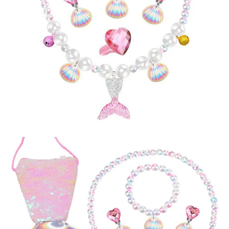 Mermaid Fish Tail Shell Bracelet and Earring Set for Girls