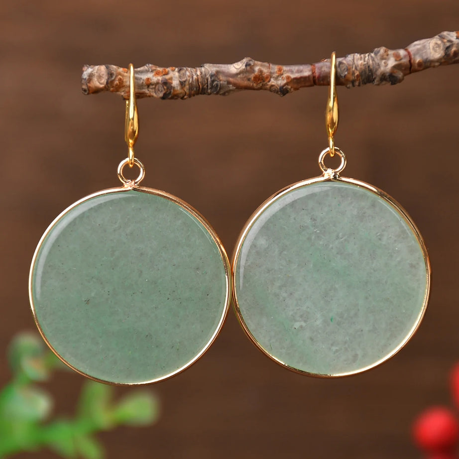 Yumfeel 1Pair Boho Colorful Natural Stone Dangle Earring Turquoise Round Teardrop Earring Retro Elegant Women Banquet Jewelry - Charlie Dolly