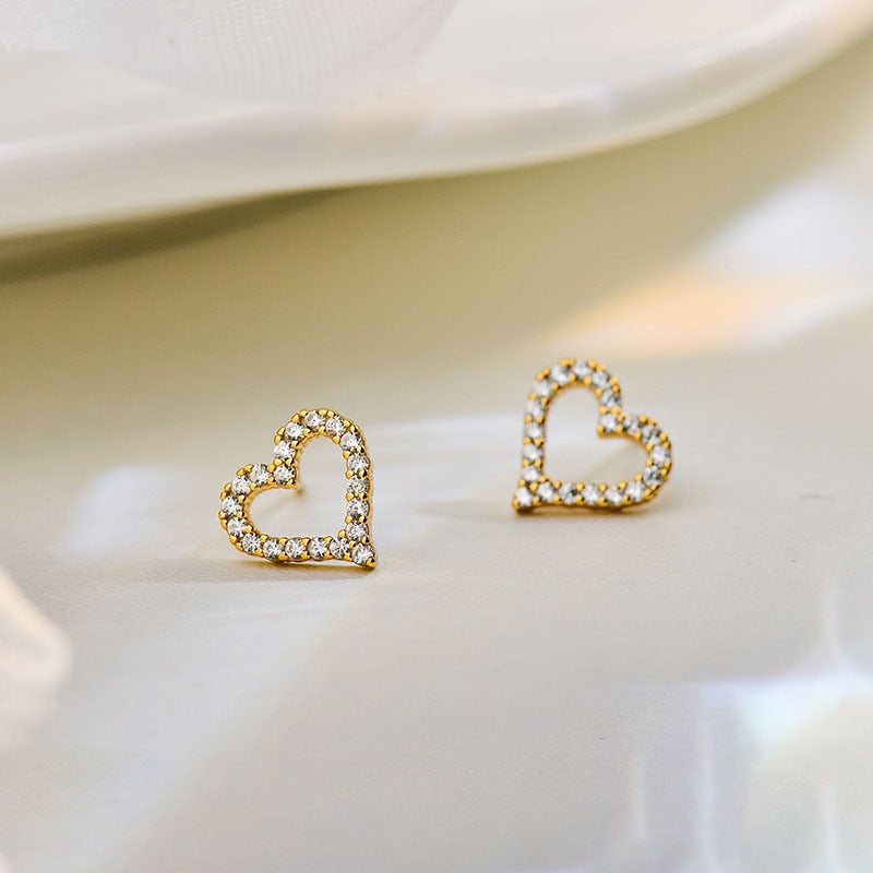 Engagement Enamel Cute Heart Stud Earrings for Women Girls Rose Gold Color Summer jewelry Black Earring Wedding Jewelry Gifts - Charlie Dolly