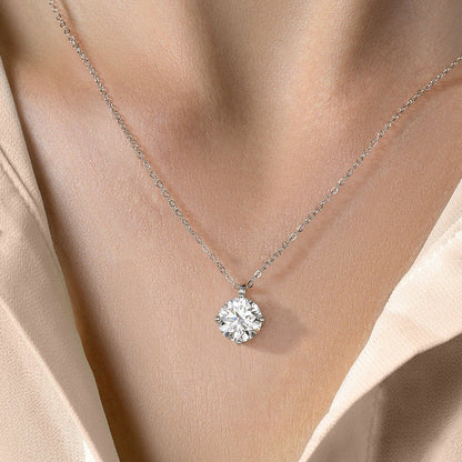 Stylever Luxury Certified Moissanite Diamond Classic Round Pendant Necklace for Women 925 Sterling Silver Chain Wedding Jewelry