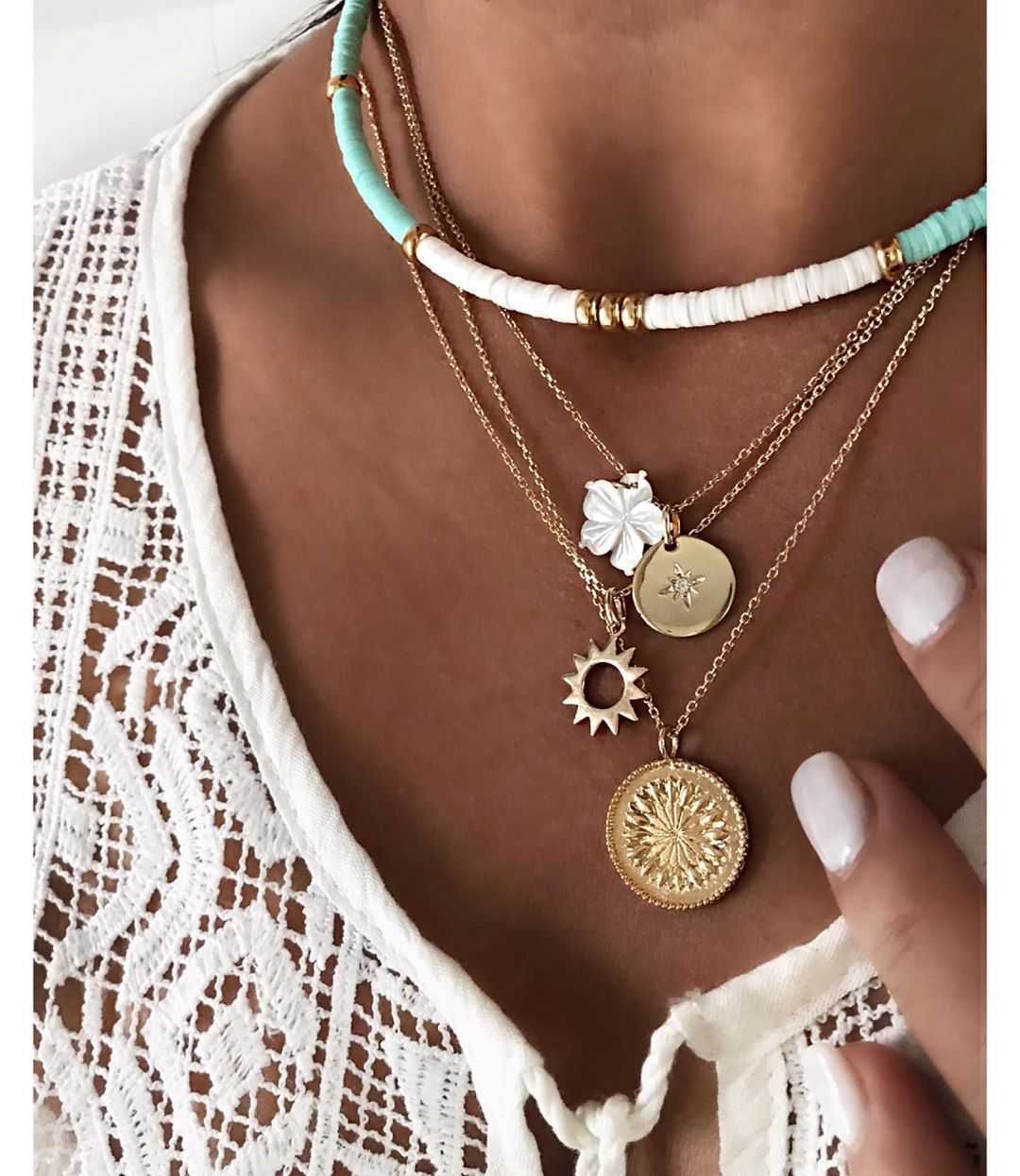 Fashion New Bohemia Soft Clay Shell Star Sun Pendant Chain Layered Necklace for Women Girls Summer Beach Simple Layered Necklace - Charlie Dolly