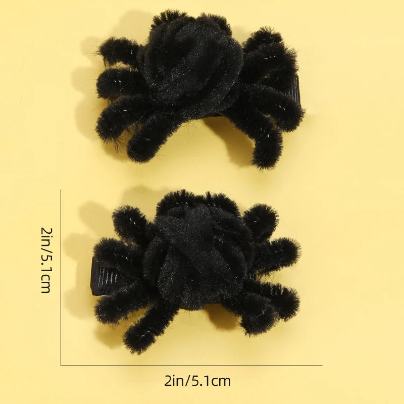 ncmama 2Pcs Halloween Spider Hair Clips For Baby Girls Cute Animal Hairpin Barrettes Kids Headdress Hair Accessories Party Decor - Charlie Dolly