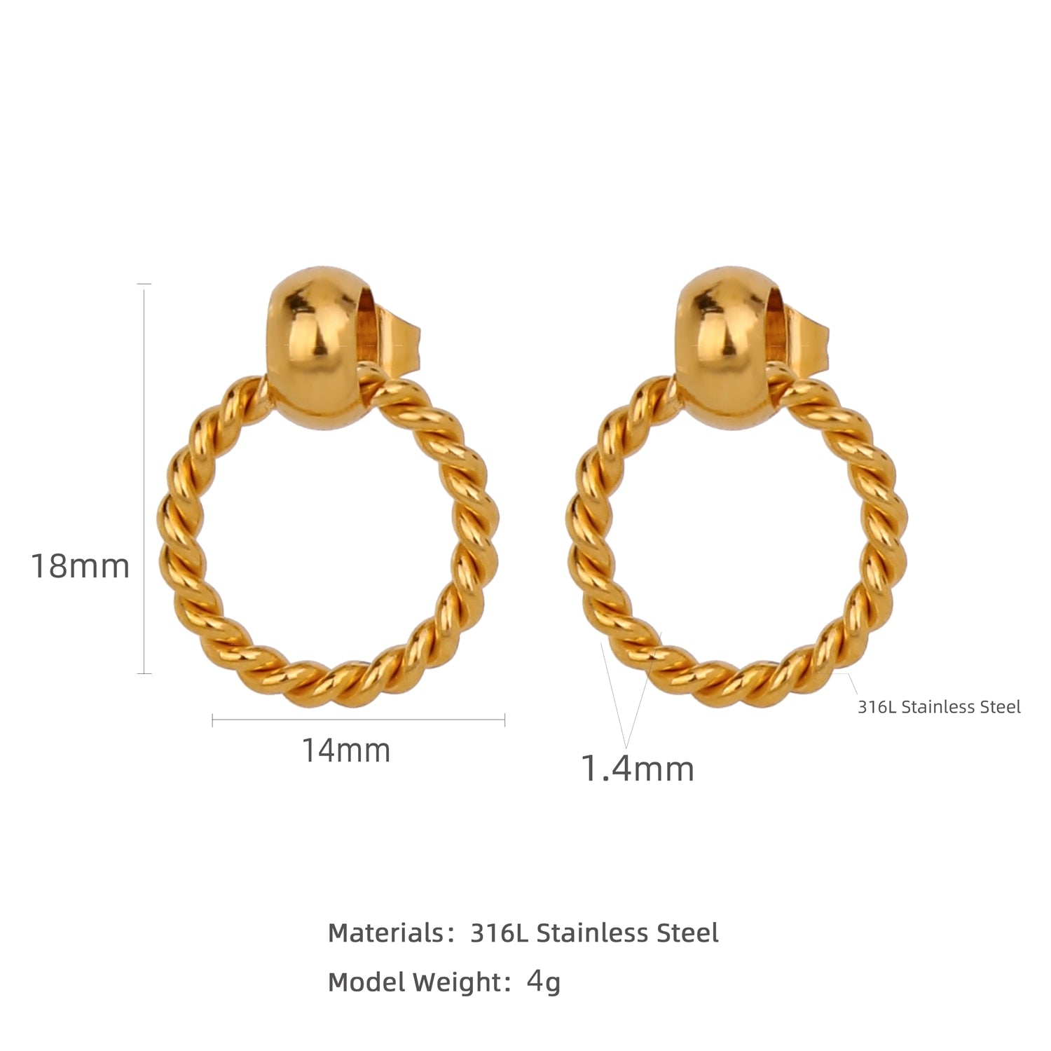 HONGTONG Earrings Irregular Love Shape Stainless Steel Earrings Women's Fashion Cute Metal Texture 18k Earrings Gold Plated - Charlie Dolly