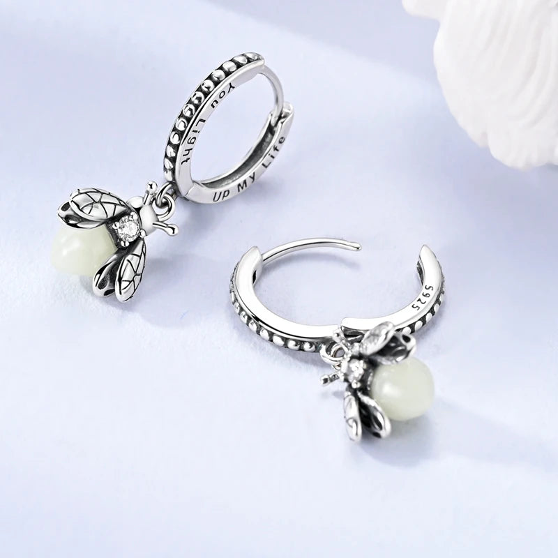 925 Sterling Silver Four Leaf Clover Butterfly Hoop Earrings for Women Boho Luxury Versatile Dangle Drop Party Jewelry