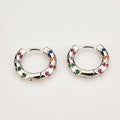 Andywen 100% 925 Sterling Silver Colorful Rainbow Clips Hoops Earring Huggies Middle 8mm Piercing Pendiente Women Circle Jewelry - Charlie Dolly