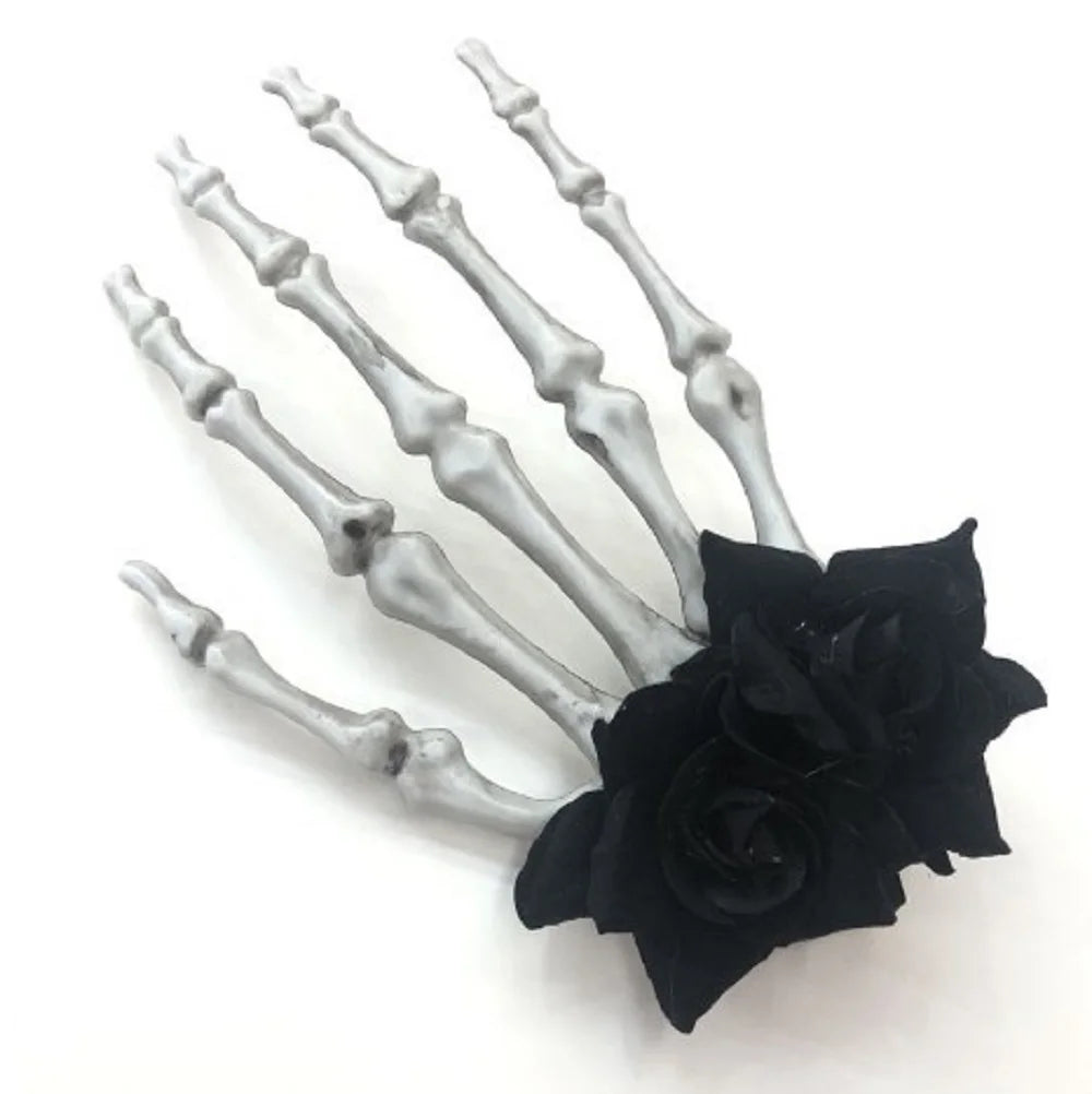 Skull Skeleton Hand Retro Rose Hair Clip Cos Hair Accessories Bone Hairpin Halloween Party Gifts For Women Hair Accessories - Charlie Dolly