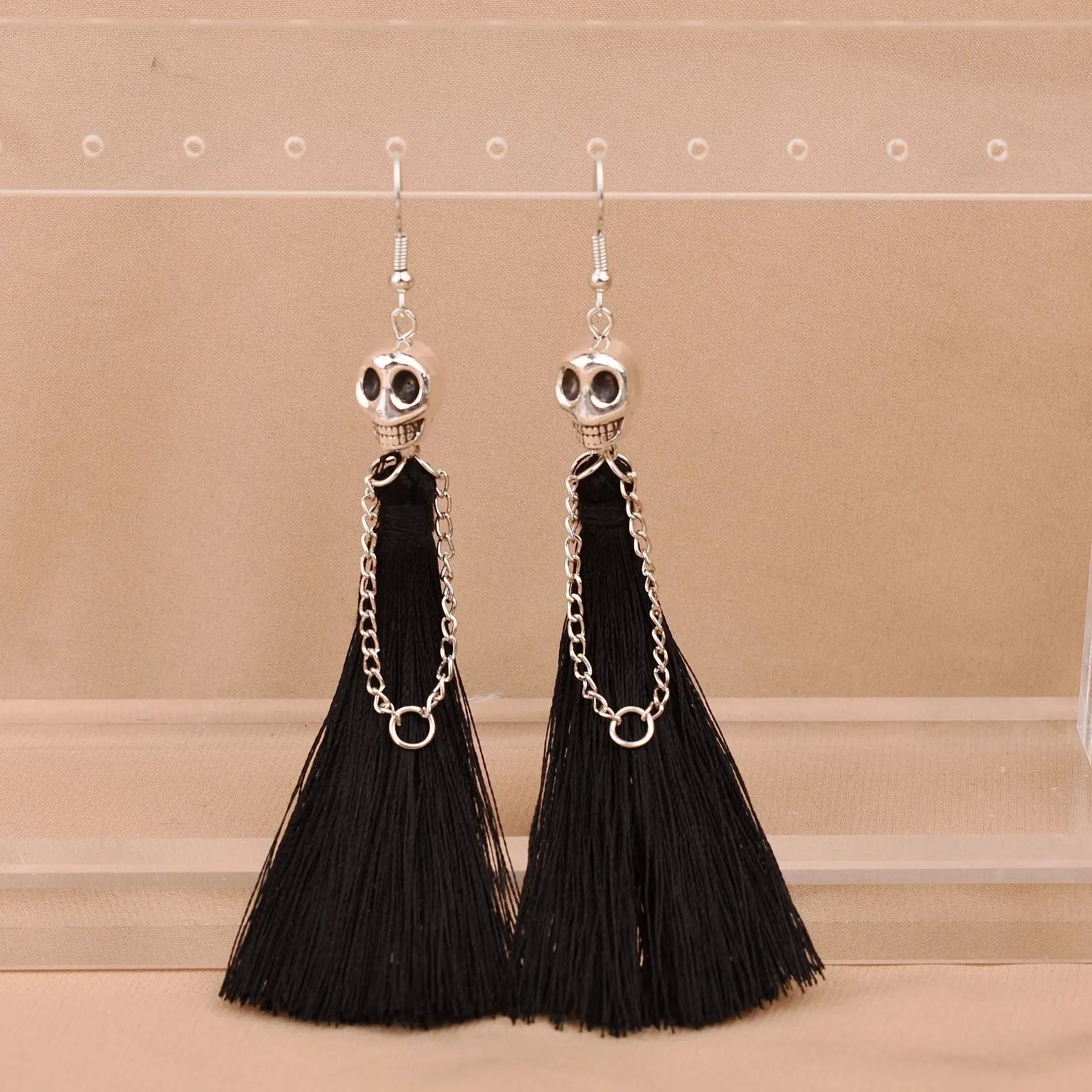 Gothic Halloween Skeleton Earrings for Women Punk Ethnic Skull Rope Tassel Drop Earrings Fashion Party Holiday Jewelry Gifts - Charlie Dolly