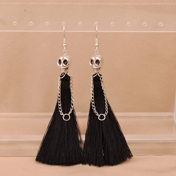 Gothic Halloween Skeleton Earrings for Women Punk Ethnic Skull Rope Tassel Drop Earrings Fashion Party Holiday Jewelry Gifts