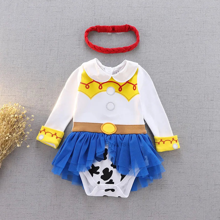 Baby Romper Tutu Dress with Headband Infant Baby Girl Princess Clothes Cute Design Kids Dress Halloween Party Costumes Outfit - Charlie Dolly