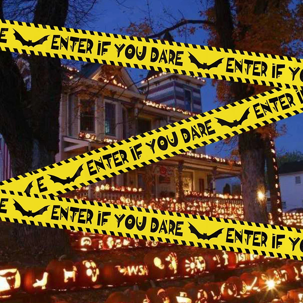 9M Halloween Warning Tapes Decoration Danger Caution Warning Signs Line Outdoor Scary Horror Props Halloween Decoration 2024 - Charlie Dolly